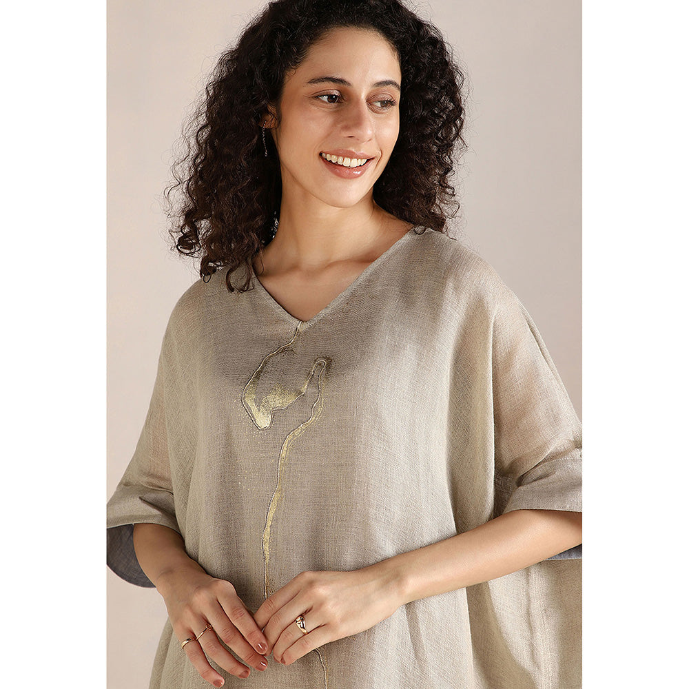 Kaveri Beige Natural Body Line Kaftan Dress