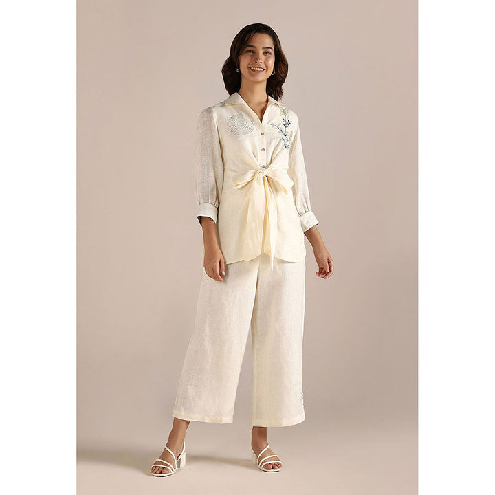 Kaveri Off-white Honey Suckle Tie Co-Ord (Set of 2)