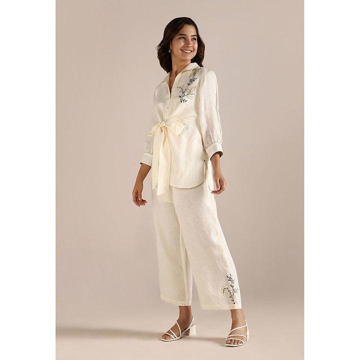 Kaveri Off-white Honey Suckle Tie Co-Ord (Set of 2)