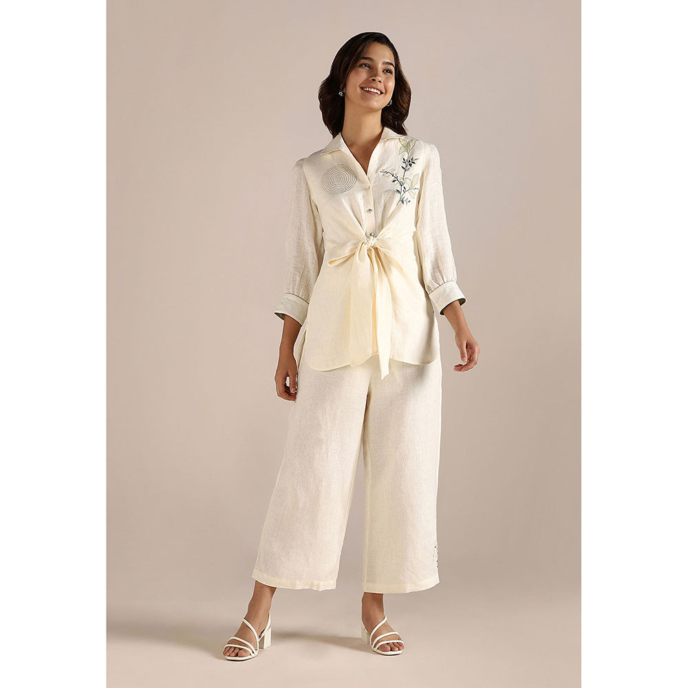 Kaveri Off-white Honey Suckle Tie Co-Ord (Set of 2)