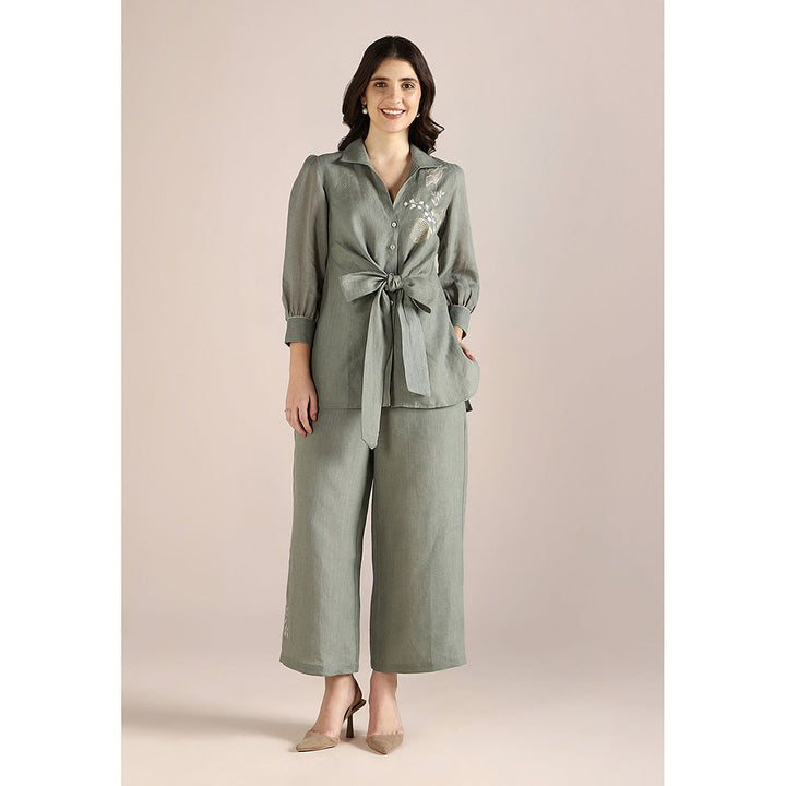 Kaveri Green Jade Honey Suckle Tie Co-Ord (Set of 2)