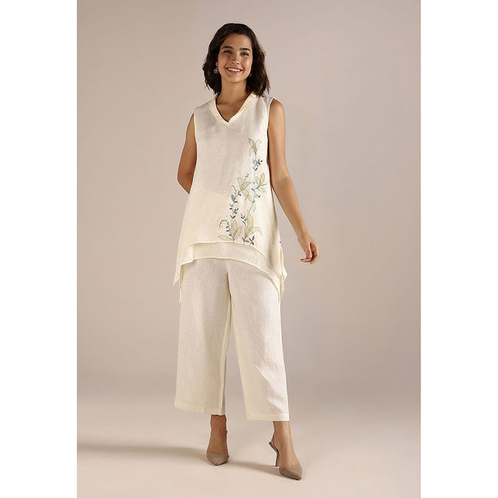 Kaveri Off-white Honey Suckle Sun Co-Ord (Set of 2)