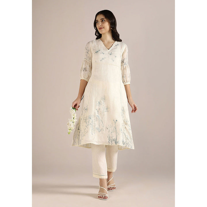 Kaveri Off-white Savannah Fly Free Co-Ord (Set of 2)