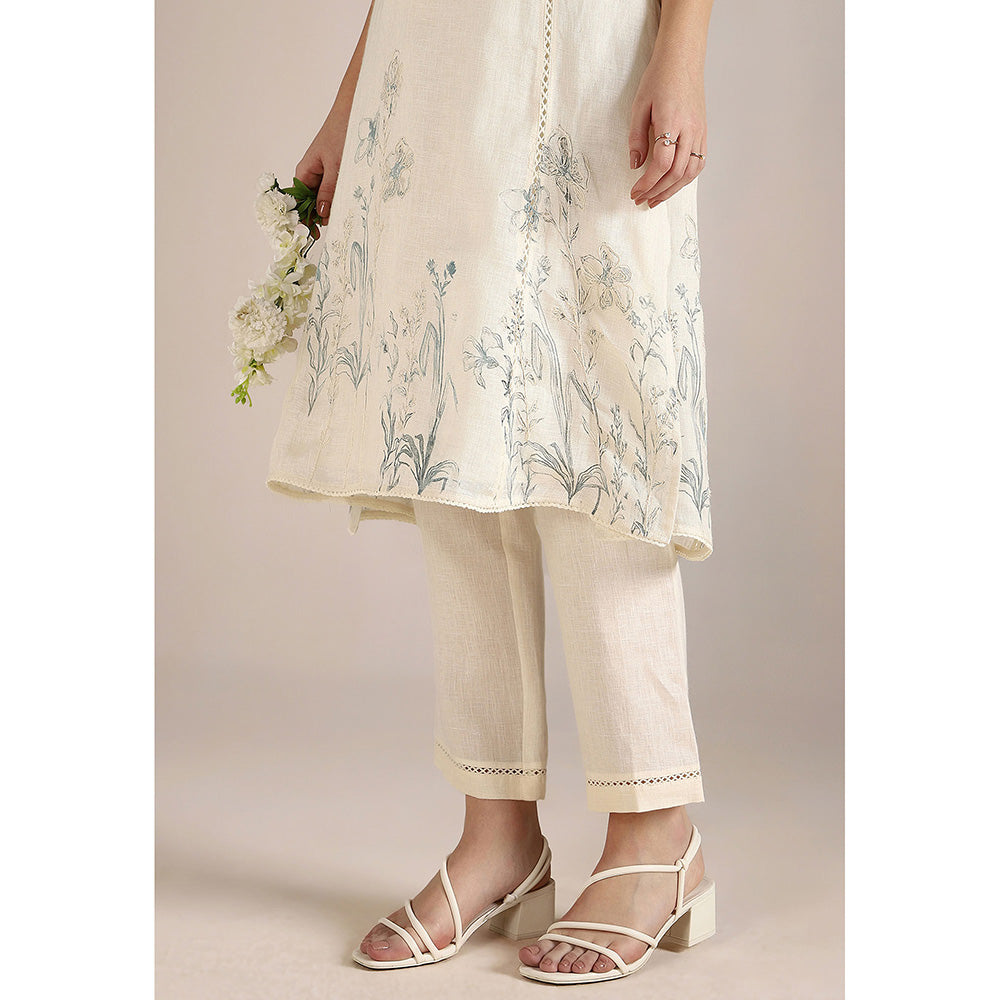 Kaveri Off-white Savannah Fly Free Co-Ord (Set of 2)