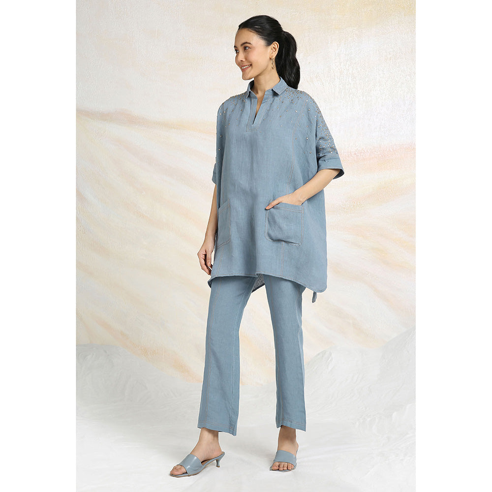 Kaveri Blue Ink Square Co-Ord (Set of 2)