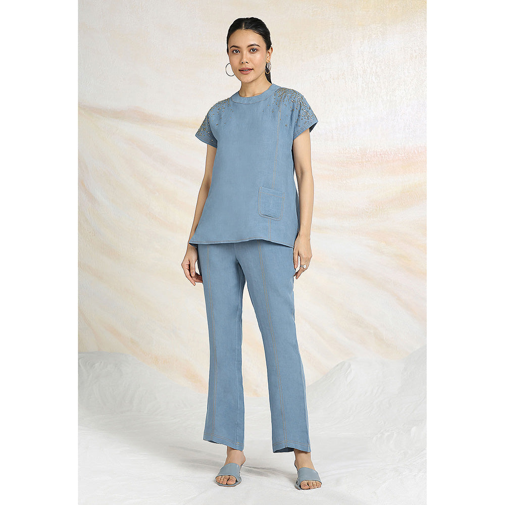 Kaveri Blue Ink Rhine Co-Ord (Set of 2)