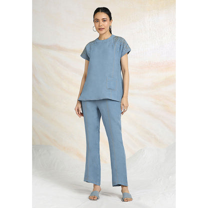 Kaveri Blue Ink Rhine Co-Ord (Set of 2)