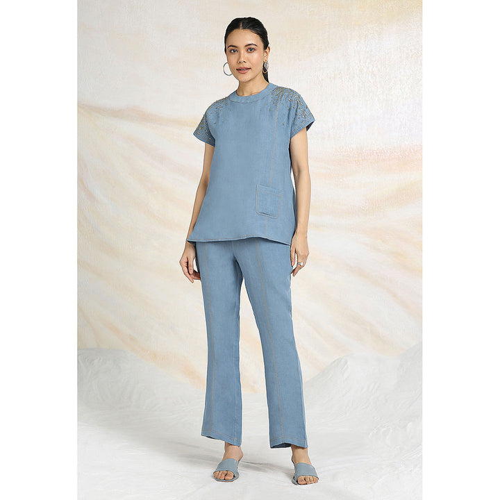 Kaveri Blue Ink Rhine Co-Ord (Set of 2)