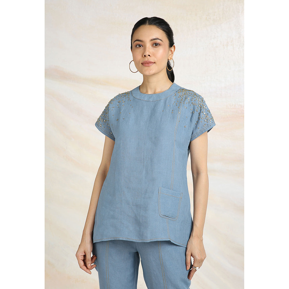 Kaveri Blue Ink Rhine Co-Ord (Set of 2)