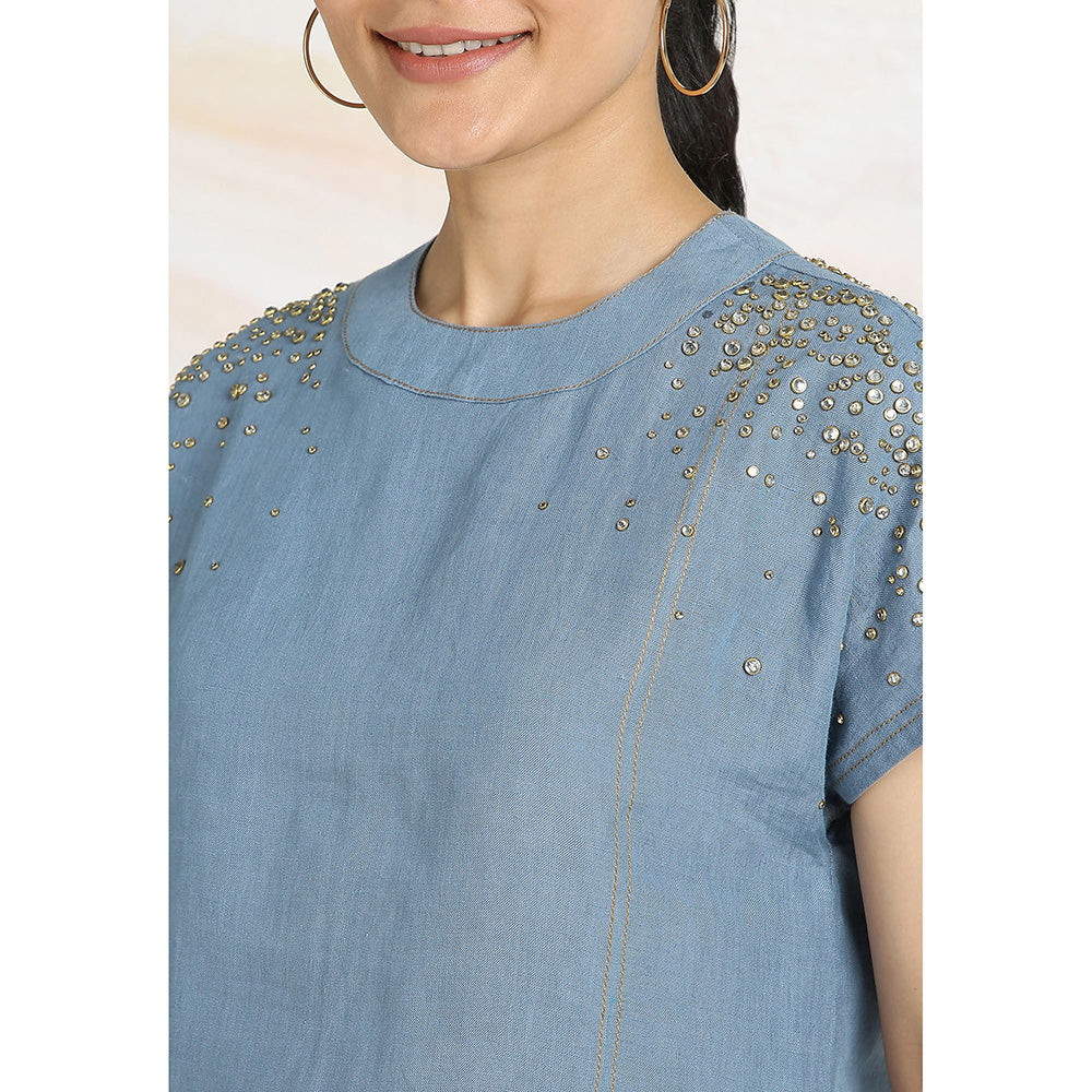 Kaveri Blue Ink Rhine Co-Ord (Set of 2)