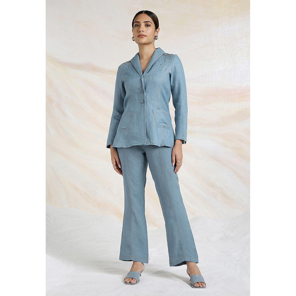 Kaveri Blue Ink Co-Ord (Set of 3)