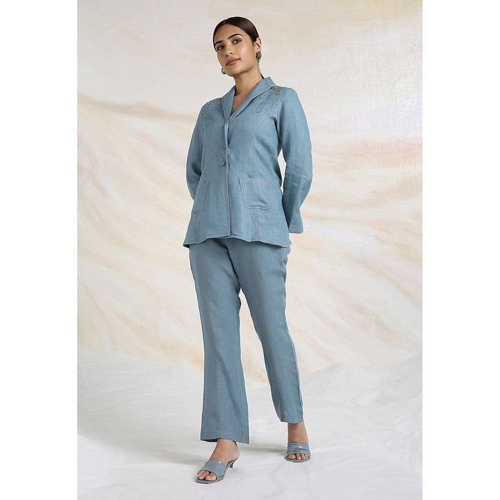 Kaveri Blue Ink Co-Ord (Set of 3)