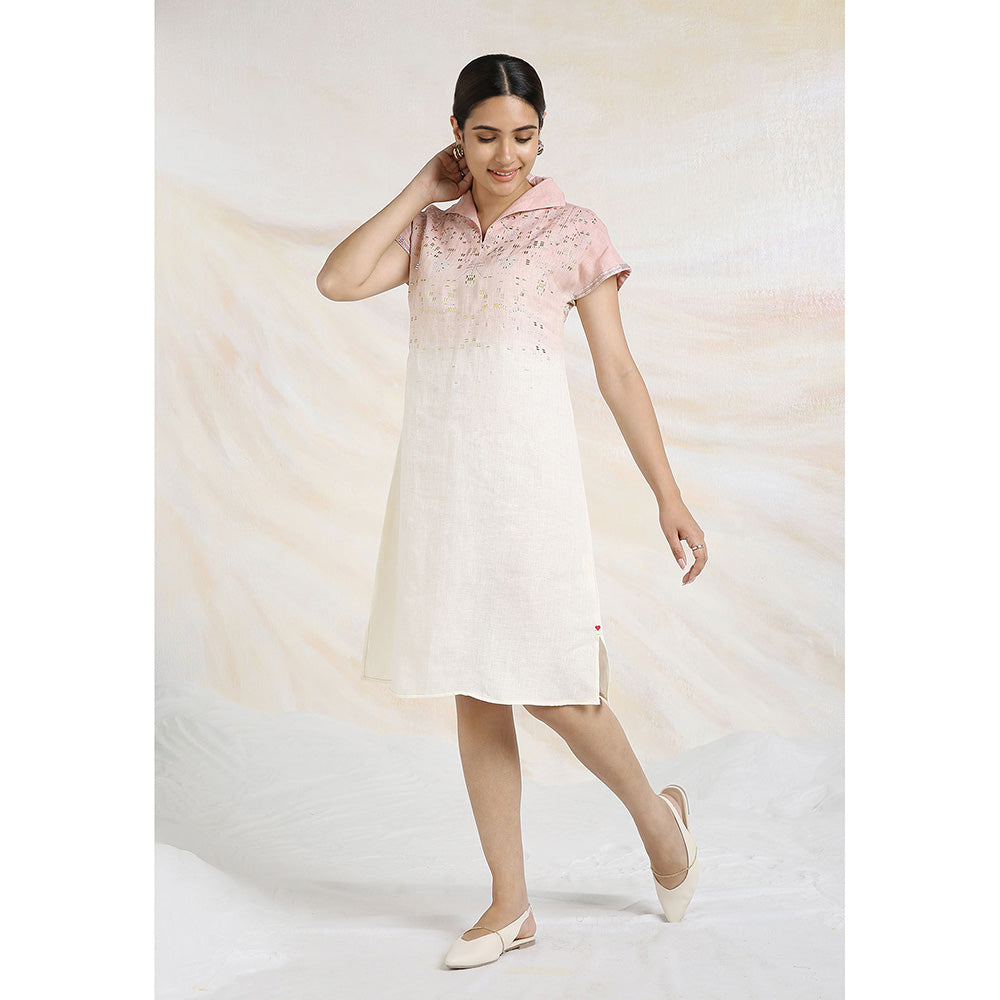 Kaveri Pink Blush Leaf Dress