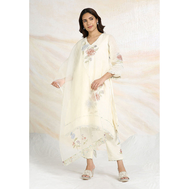 Kaveri Off White Fly Free Kurta with Pant and Dupatta (Set of 3)