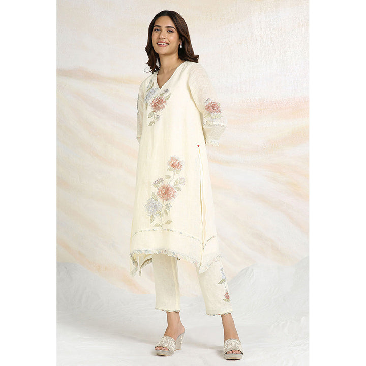 Kaveri Off White Fly Free Kurta with Pant and Dupatta (Set of 3)