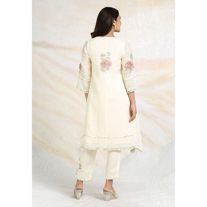 Kaveri Off White Fly Free Kurta with Pant and Dupatta (Set of 3)