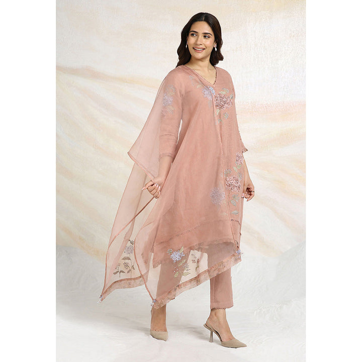 Kaveri Pink Peony Fly Free Kurta with Pant and Dupatta (Set of 3)