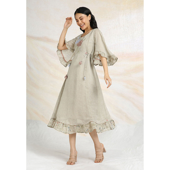 Kaveri Beige Natural Bed Of Roses Dress