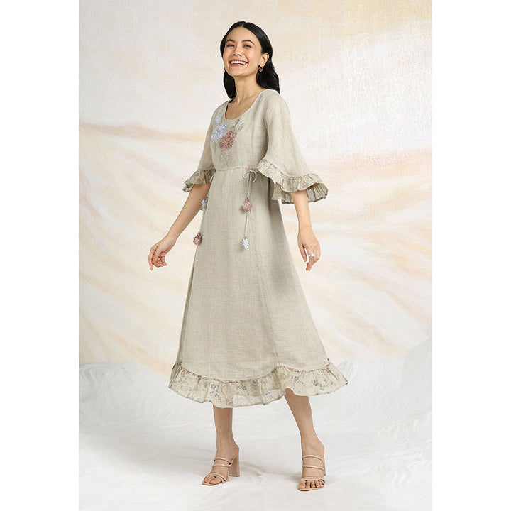 Kaveri Beige Natural Bed Of Roses Dress