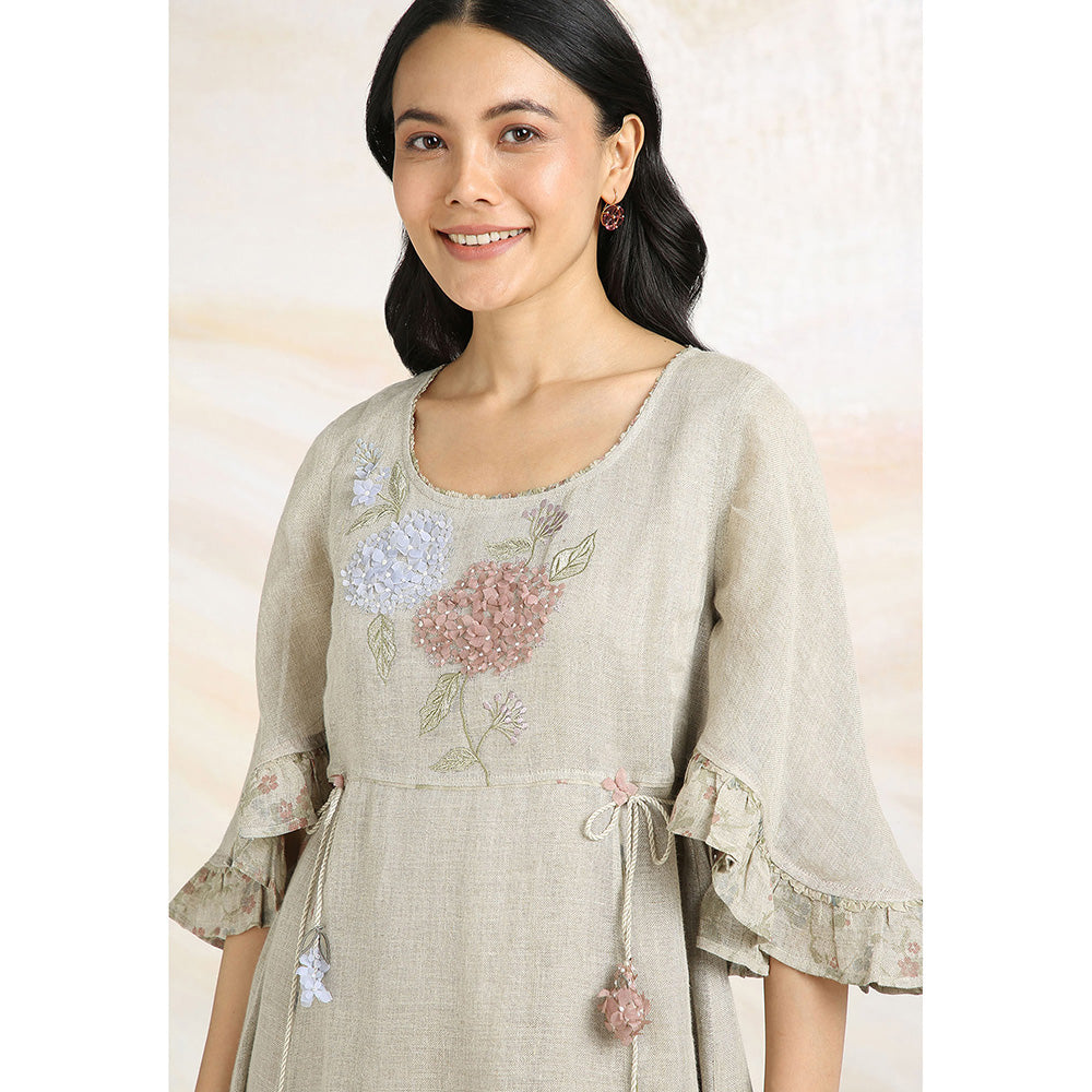 Kaveri Beige Natural Bed Of Roses Dress