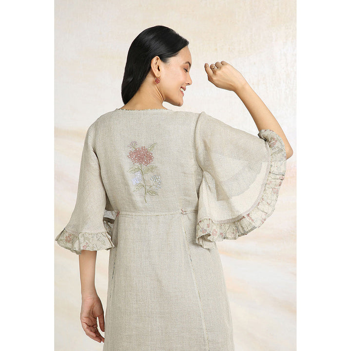 Kaveri Beige Natural Bed Of Roses Dress