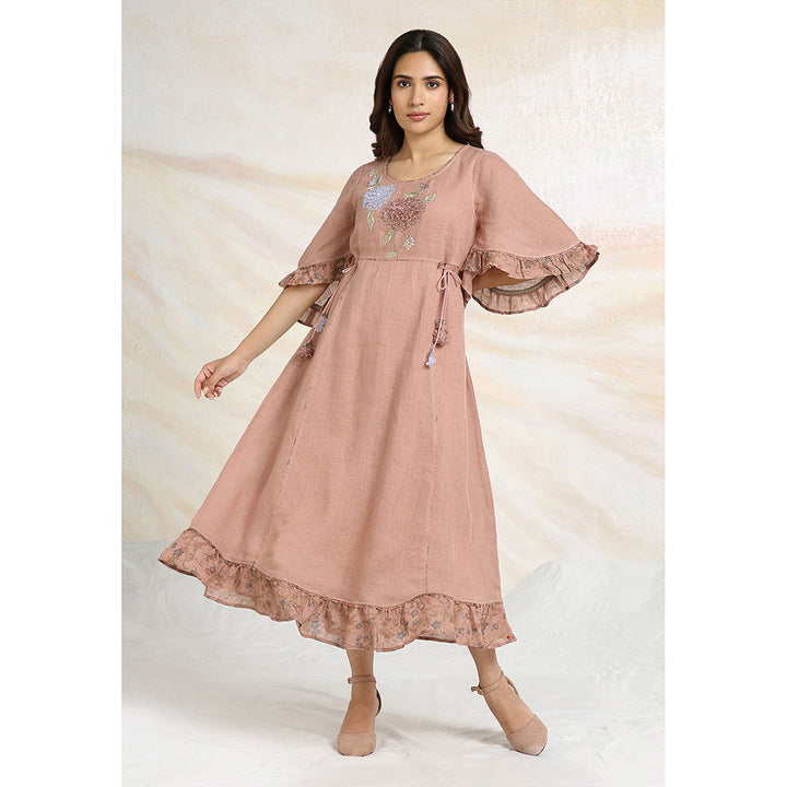 Kaveri Pink Peony Bed Of Roses Dress