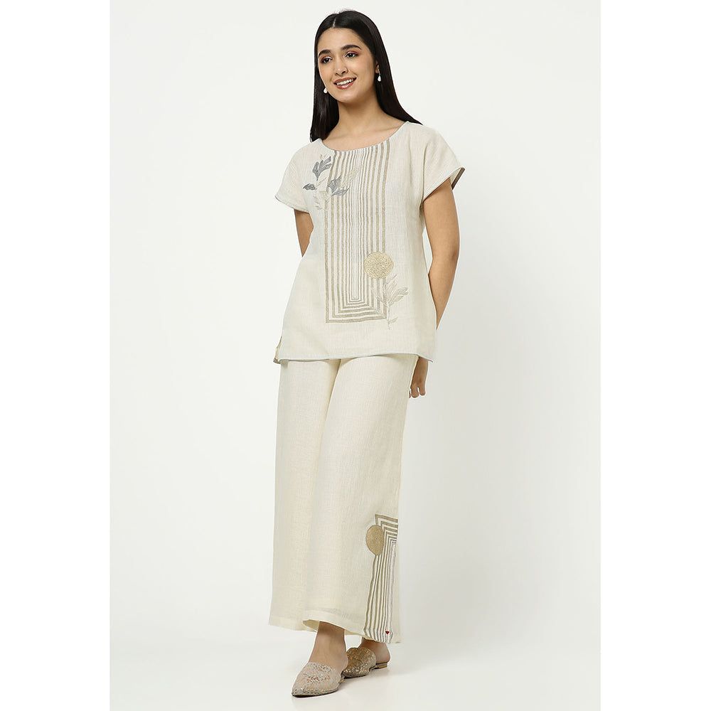 Kaveri Off White Leaf Co-Ord (Set of 2)