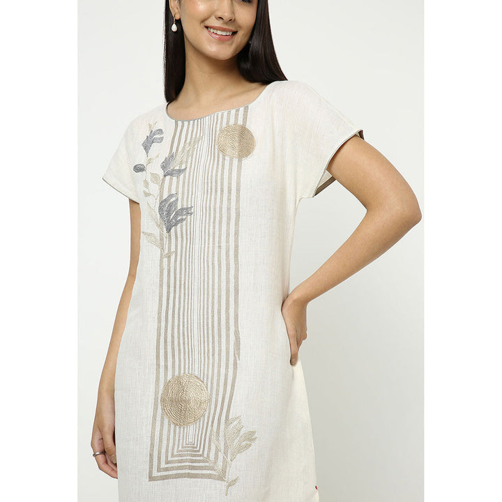 Kaveri Off White Leaf Dress