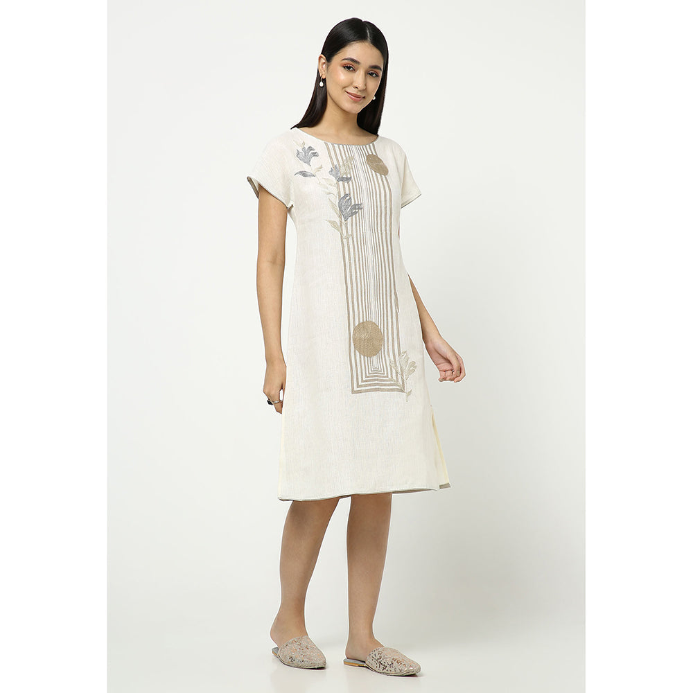 Kaveri Off White Leaf Dress