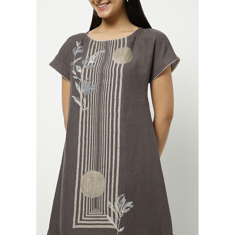 Kaveri Grey Leaf Dress