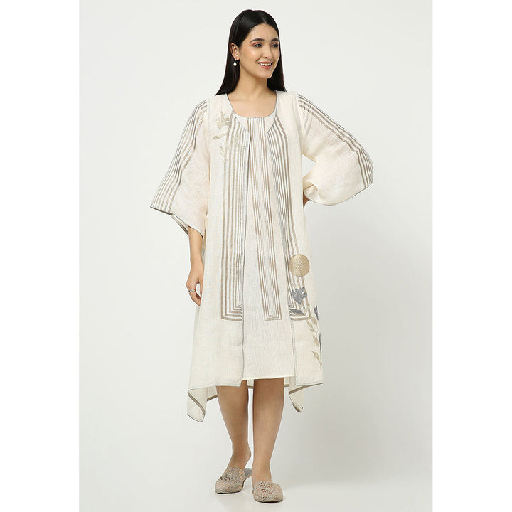 Kaveri Off White Jacket with Dress (Set of 2)