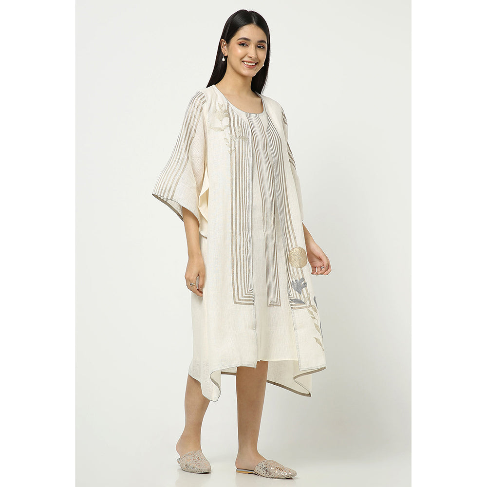 Kaveri Off White Jacket with Dress (Set of 2)