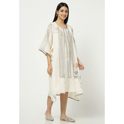 Kaveri Off White Jacket with Dress (Set of 2)