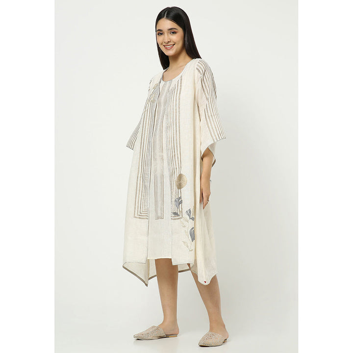 Kaveri Off White Jacket with Dress (Set of 2)