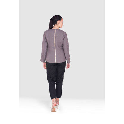 Kaveri Purple Gilded Edge Blazer with Inner and Pant (Set of 3)