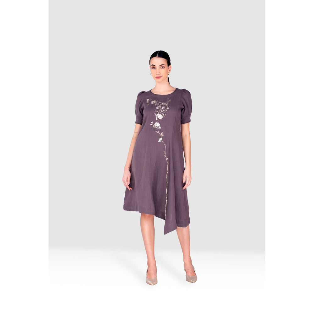 Kaveri Purple Vine Line Knee Length Dress