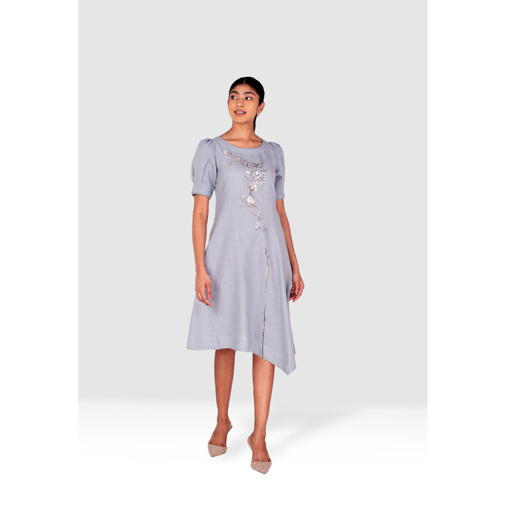 Kaveri Grey Vine Line Knee Length Dress