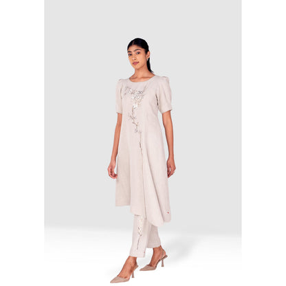 Kaveri Grey Vine Line Kurta with Pant (Set of 2)