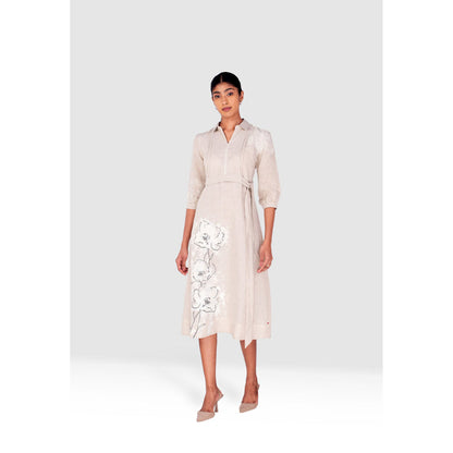 Kaveri Purple Pindrop Alice Midi Dress with Belt (Set of 2)