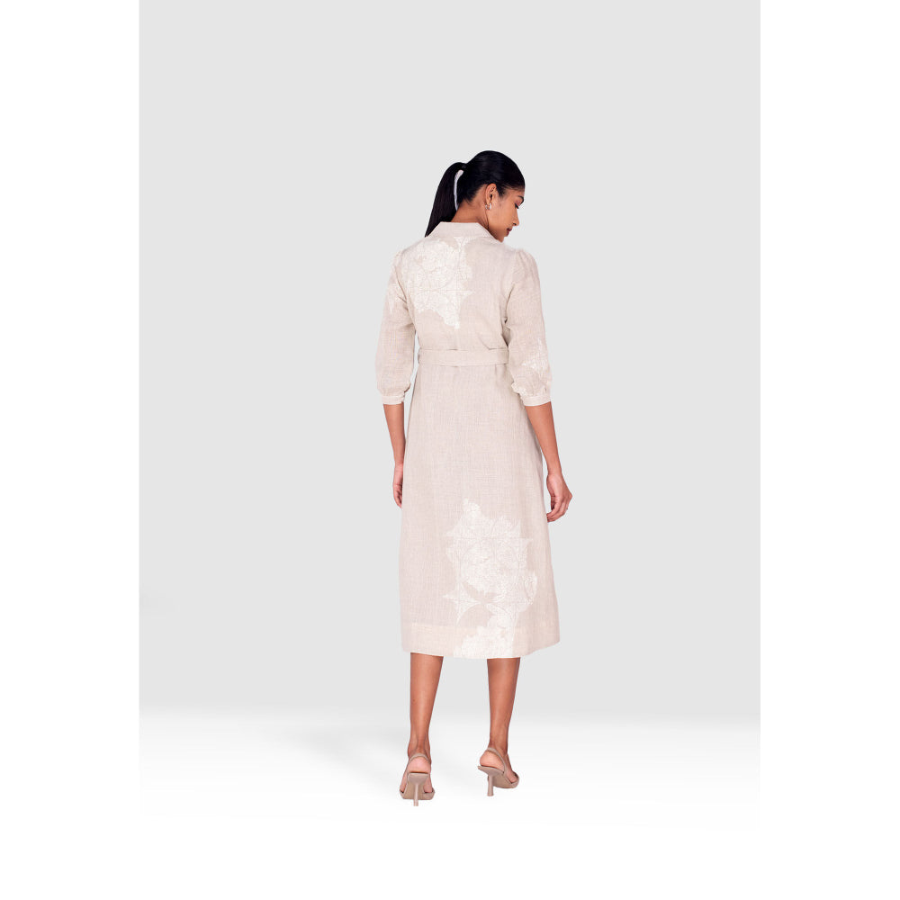 Kaveri Purple Pindrop Alice Midi Dress with Belt (Set of 2)