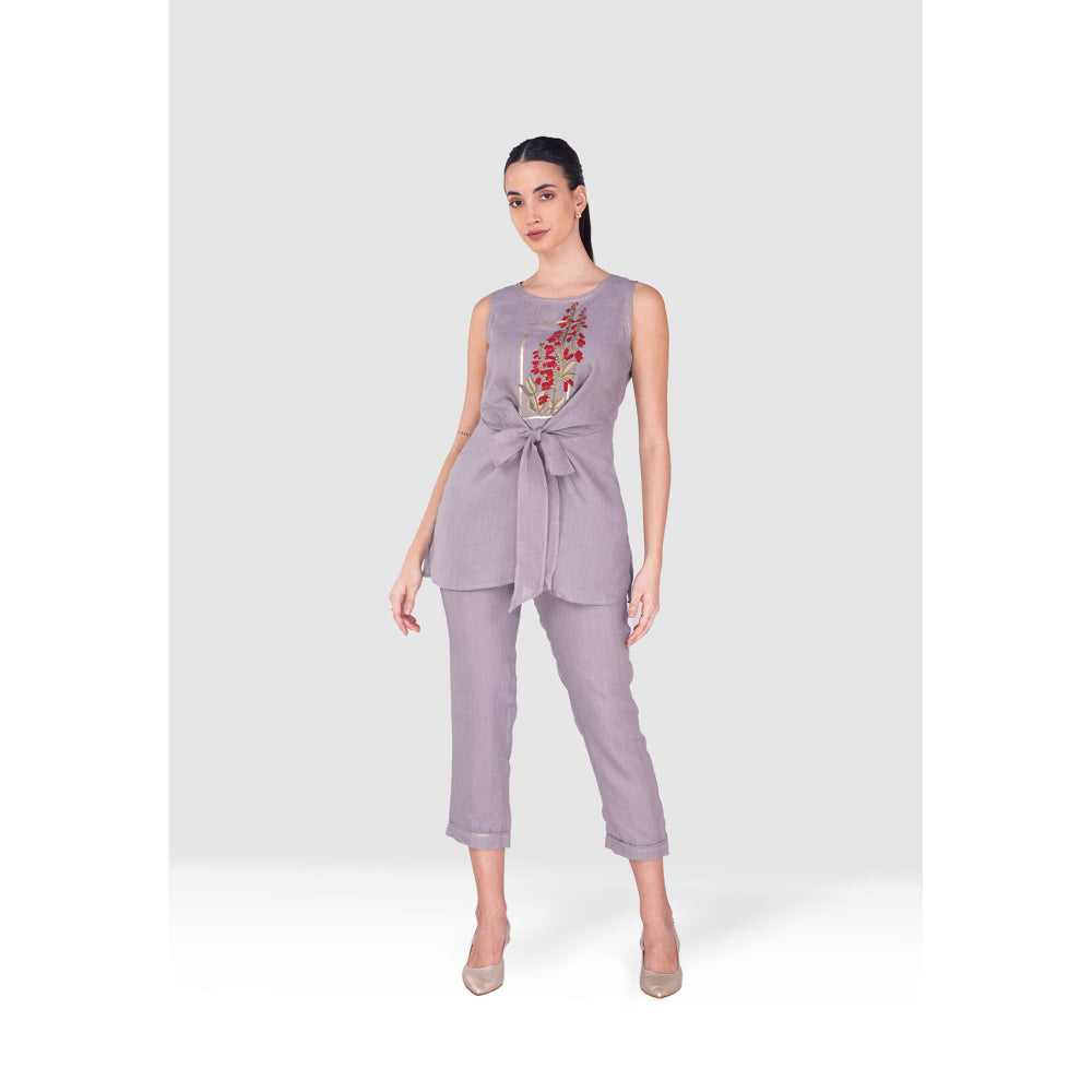 Kaveri Purple Flute Pipes Tie Co-Ord (Set of 2)