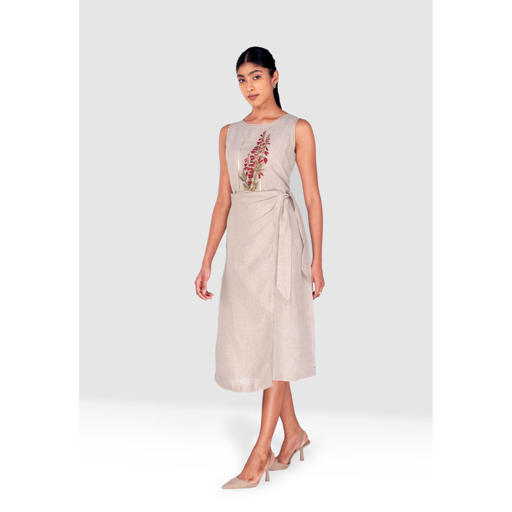 Kaveri Purple Flute Pipes Flap Midi Dress
