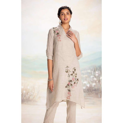 Kaveri Beige Tsukiyama Fly Free Kurta with Pant (Set of 2)