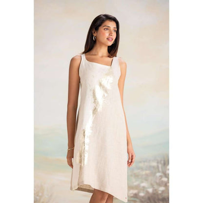 Kaveri White Sound Wave Knee Length Dress