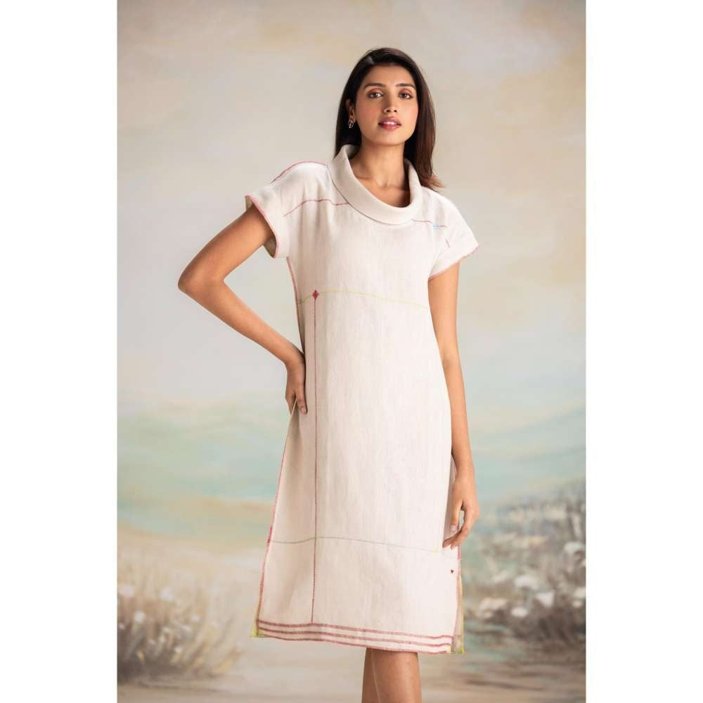 Kaveri White Over Lock Midi Dress