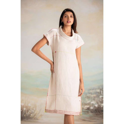 Kaveri White Over Lock Midi Dress