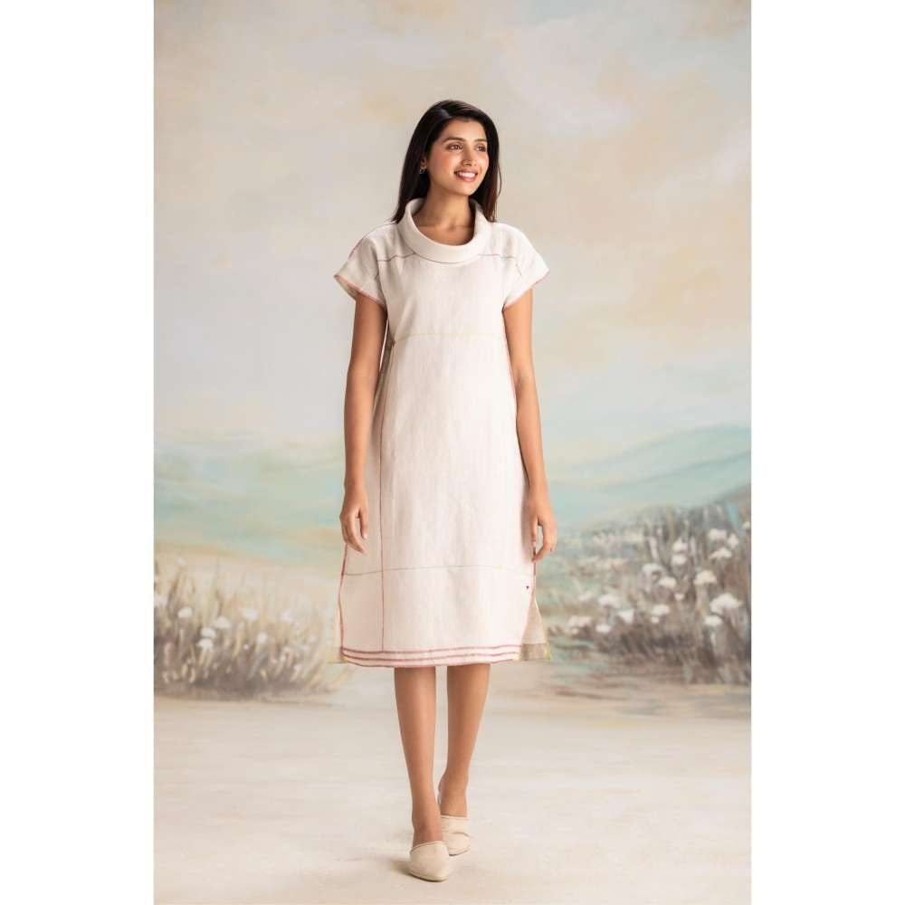 Kaveri White Over Lock Midi Dress