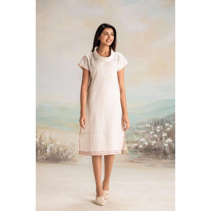 Kaveri White Over Lock Midi Dress