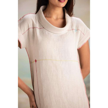 Kaveri White Over Lock Midi Dress