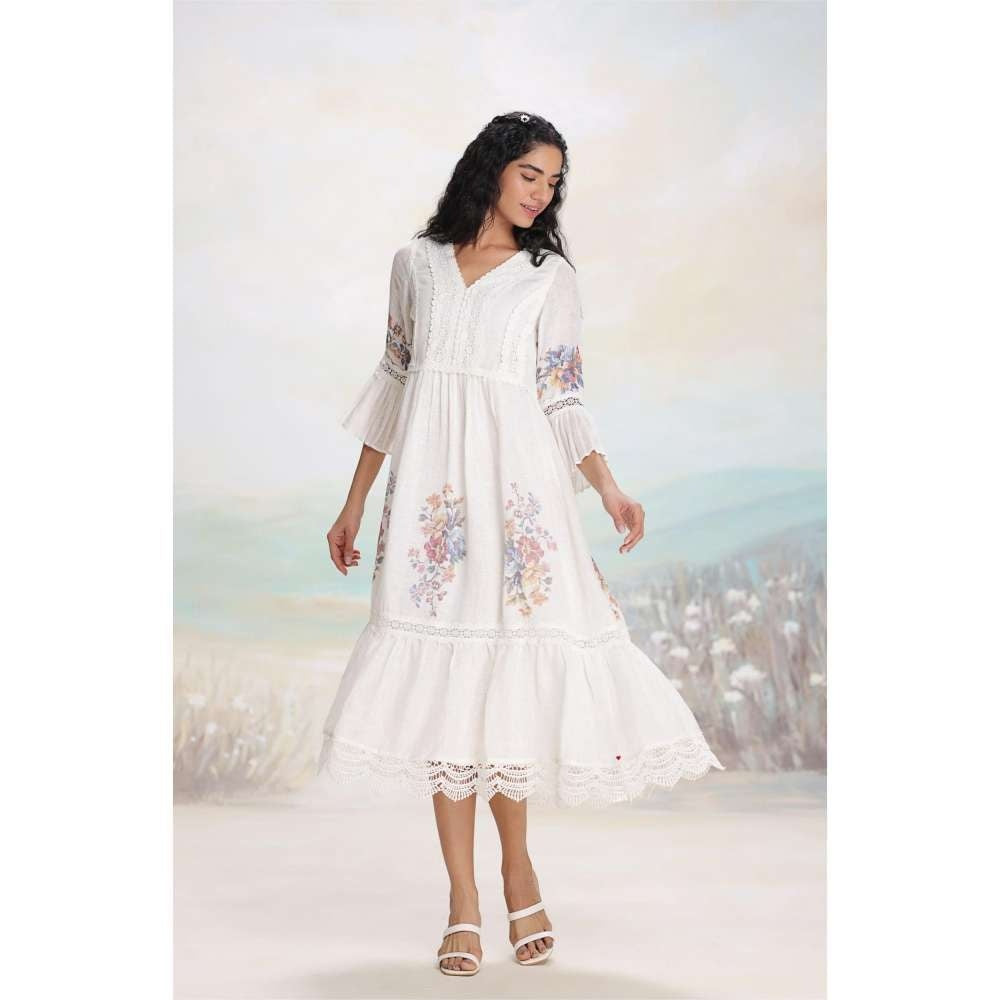 Kaveri White Vintage Rosa Messenger Dress